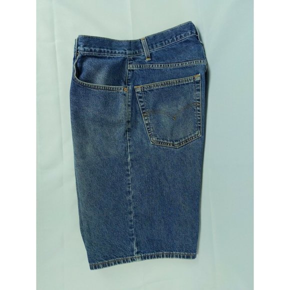 Vintage Levi's Baggy Fit Men's Jean Shorts Size 33 90s Blue Dirty Wash Denim - Picture 4 of 10